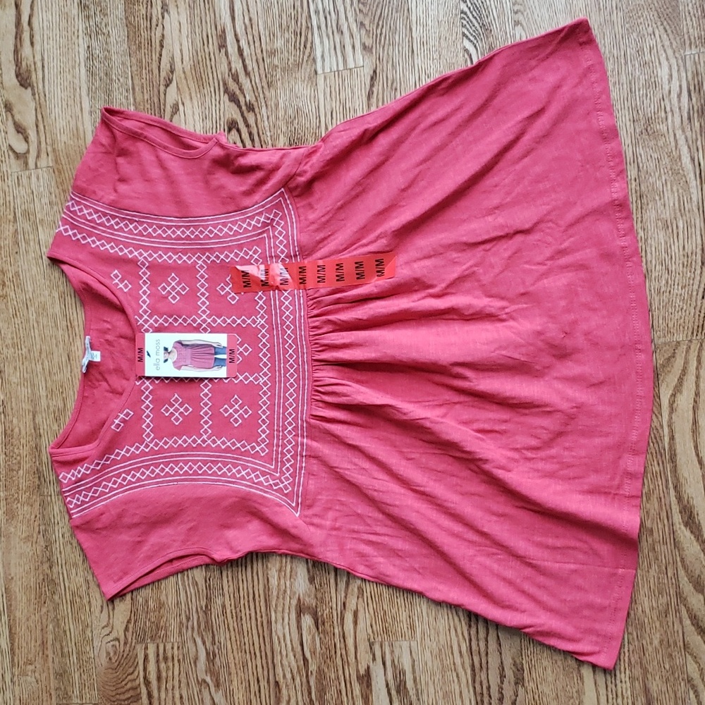 (M) NWT Ella Moss Embroidered Casual Lightweight Vacation Travel Coastal Getaway